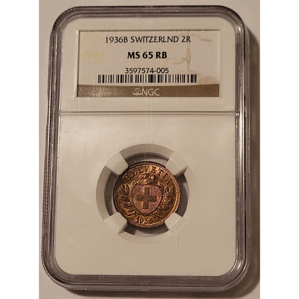 Switzerland 1936 B 2 Rappen MS65 RB NGC